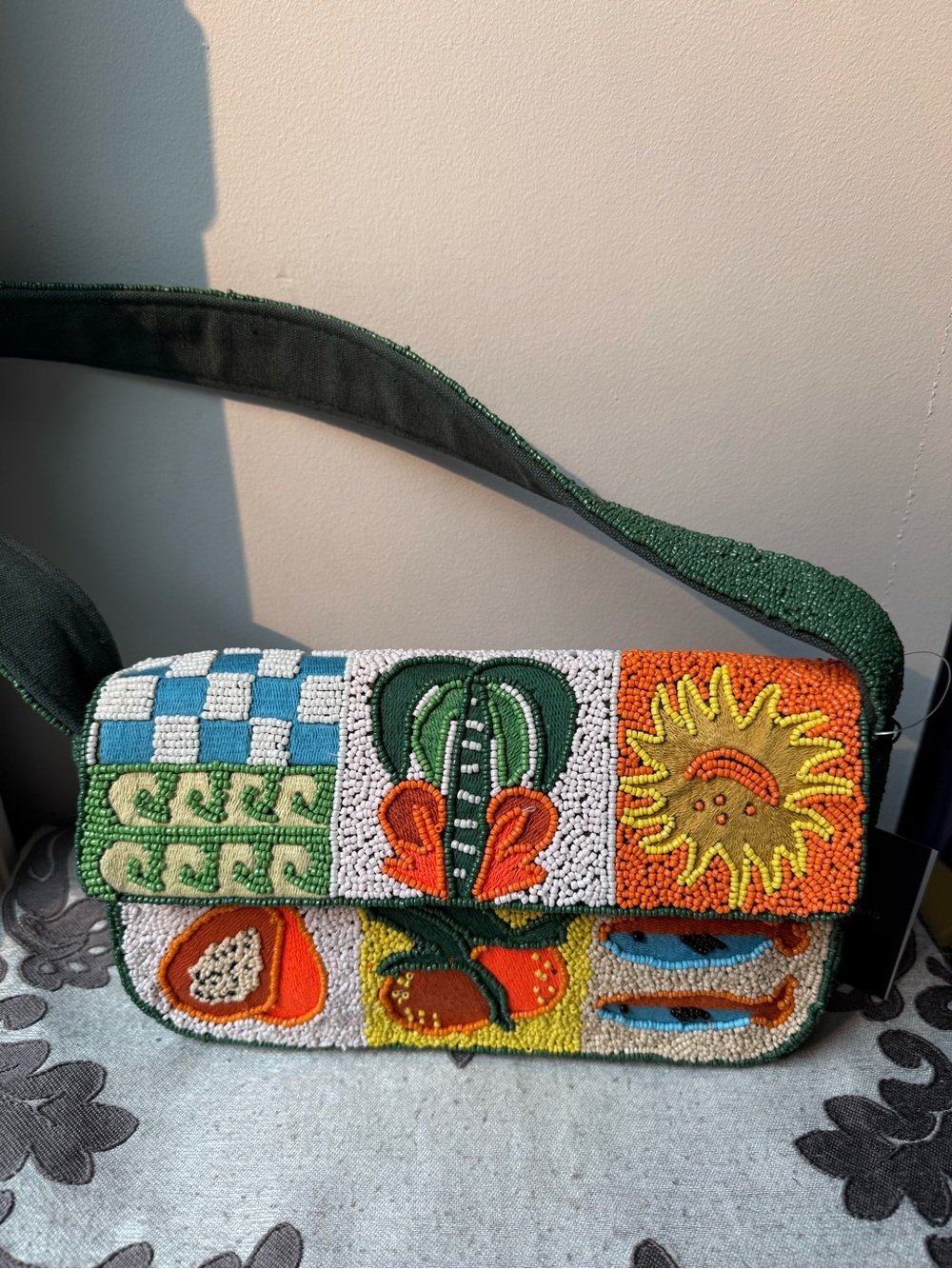 Rare Beaded Bag - Green Multi